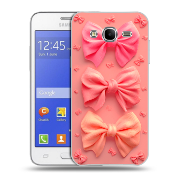 Пластиковый чехол на Samsung Galaxy J7 с принтом Розовые бантики Пластиковый чехол на Samsung Galaxy J7 с принтом Розовые бантики