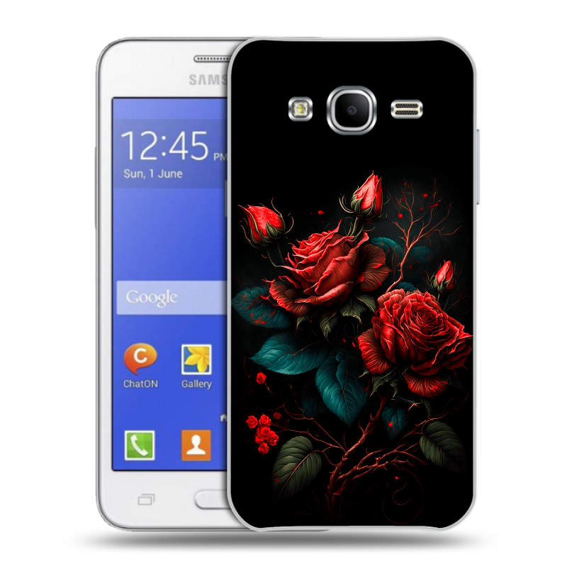 Пластиковый чехол на Samsung Galaxy J7 с принтом Розы красные Пластиковый чехол на Samsung Galaxy J7 с принтом Розы красные