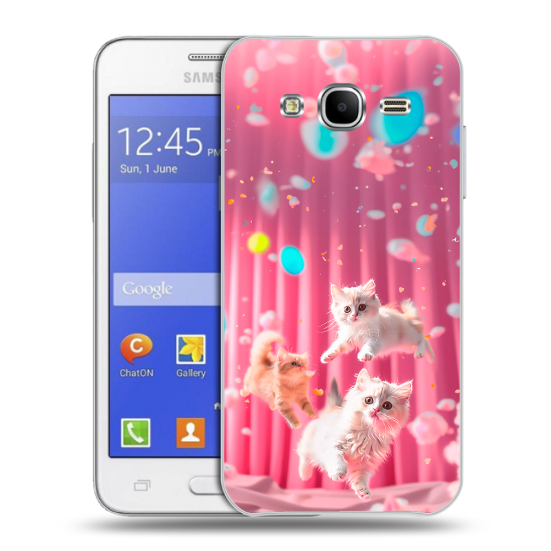 Пластиковый чехол на Samsung Galaxy J7 с принтом милые котики Пластиковый чехол на Samsung Galaxy J7 с принтом милые котики