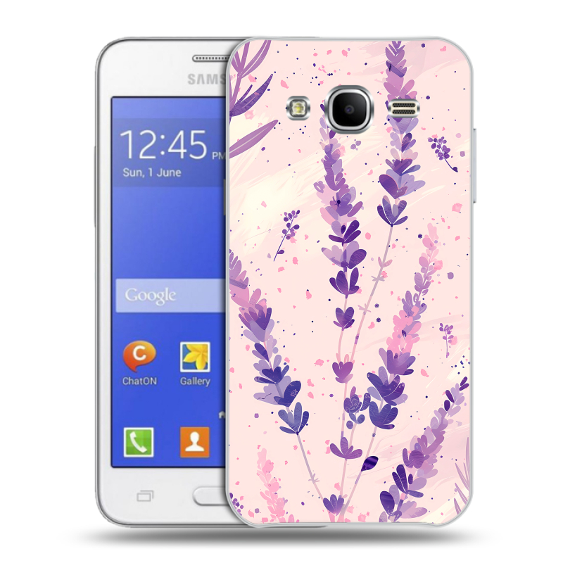 Пластиковый чехол на Samsung Galaxy J7 с принтом цветы лаванда Пластиковый чехол на Samsung Galaxy J7 с принтом цветы лаванда