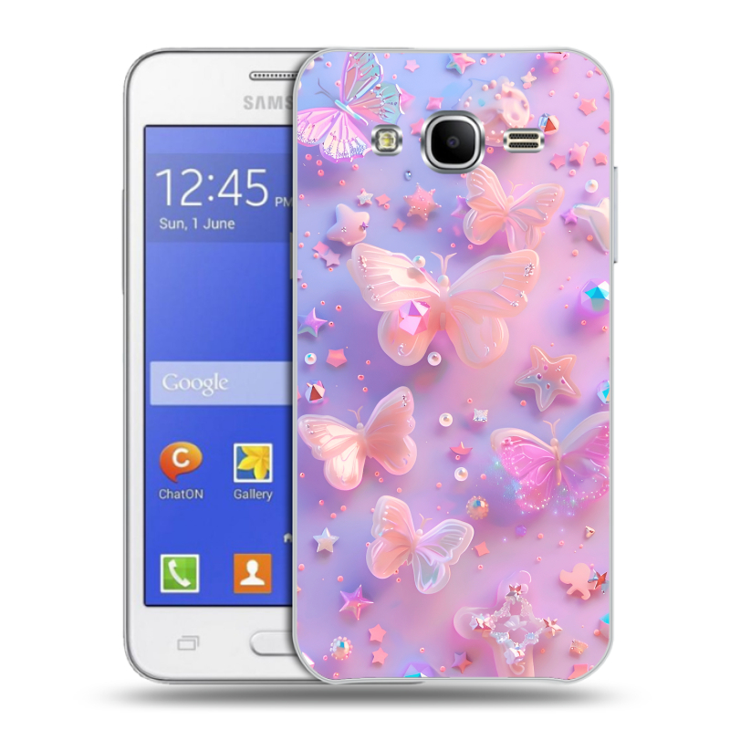 Пластиковый чехол на Samsung Galaxy J7 с принтом Бабочки Пластиковый чехол на Samsung Galaxy J7 с принтом Бабочки
