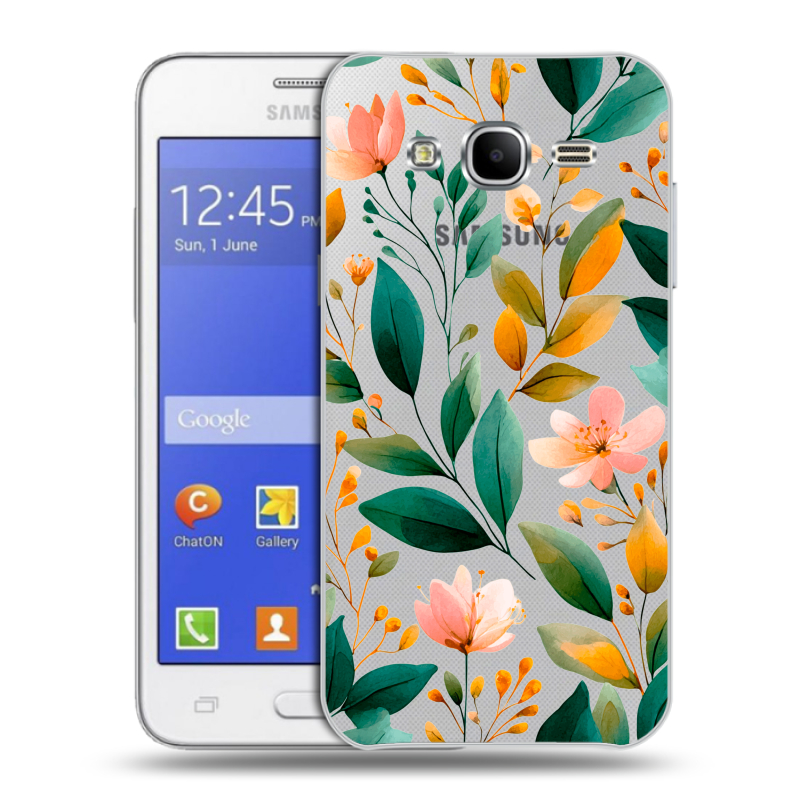 Пластиковый чехол на Samsung Galaxy J7 с принтом Цветы паттерн Пластиковый чехол на Samsung Galaxy J7 с принтом Цветы паттерн