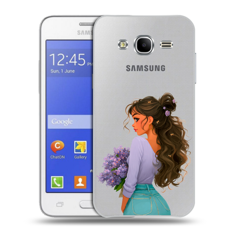 Пластиковый чехол на Samsung Galaxy J7 с принтом девушка цветы Пластиковый чехол на Samsung Galaxy J7 с принтом девушка цветы