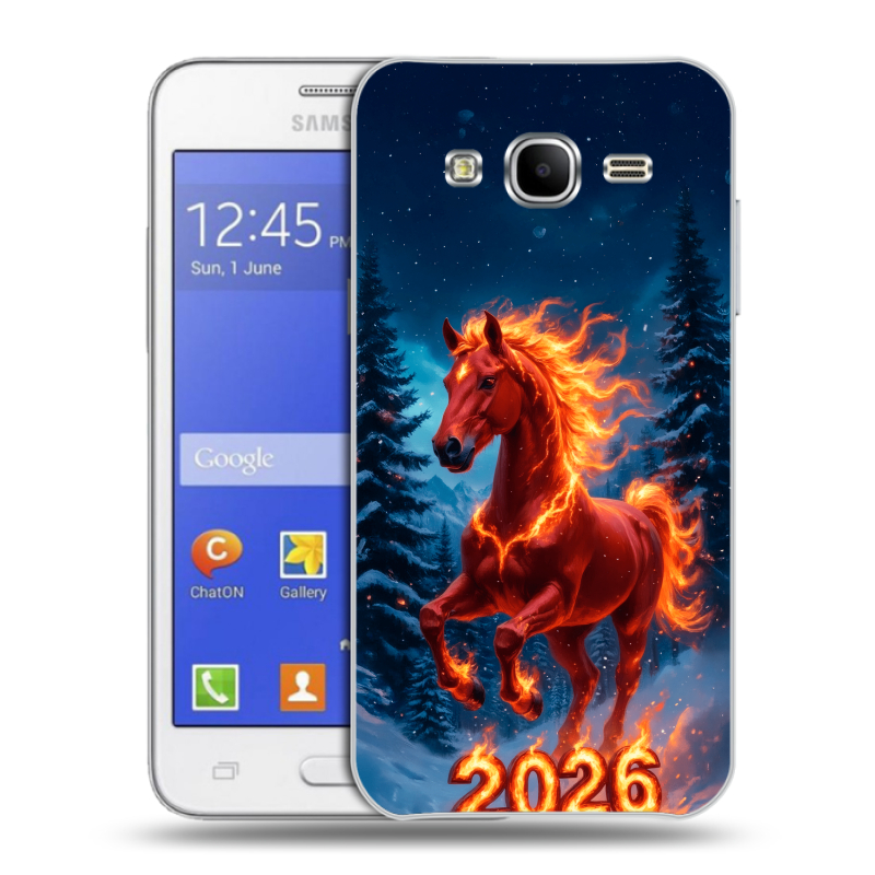 Пластиковый чехол на Samsung Galaxy J7 с принтом Новый год коня Пластиковый чехол на Samsung Galaxy J7 с принтом Новый год коня