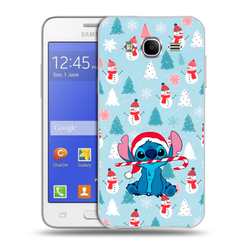 Пластиковый чехол на Samsung Galaxy J7 с принтом Стич Новый год Пластиковый чехол на Samsung Galaxy J7 с принтом Стич Новый год