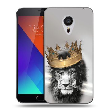Пластиковый чехол на Meizu MX5 с принтом Лев с короной