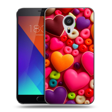 Пластиковый чехол на Meizu MX5 с принтом Сердечки
