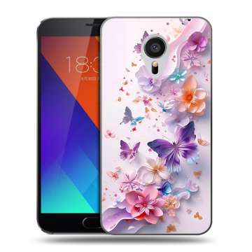 Пластиковый чехол на Meizu MX5 с принтом цветы бабочки