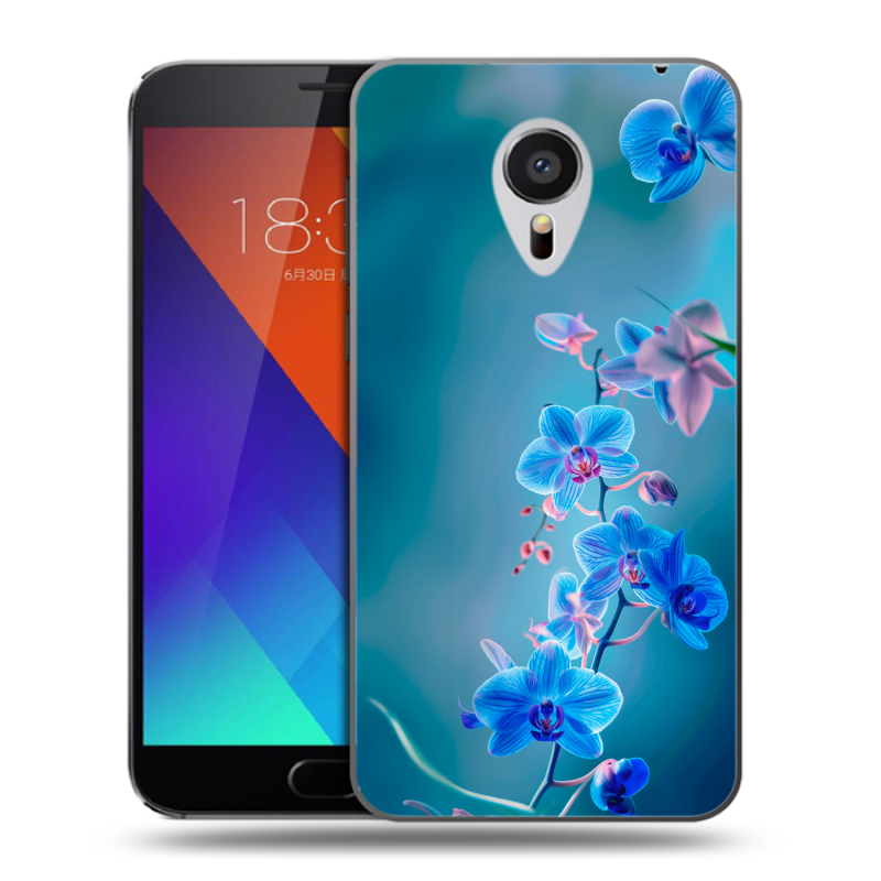 Пластиковый чехол на Meizu MX5 с принтом Голубые цветы Пластиковый чехол на Meizu MX5 с принтом Голубые цветы