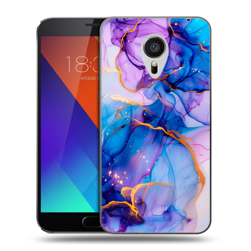 Пластиковый чехол на Meizu MX5 с принтом синий мрамор Пластиковый чехол на Meizu MX5 с принтом синий мрамор