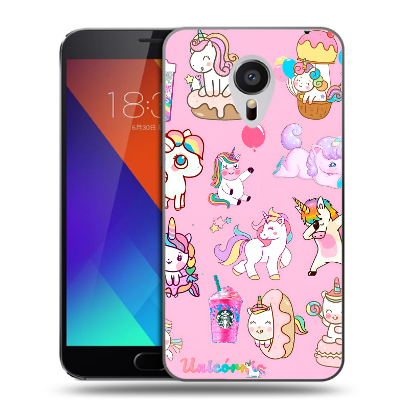 Пластиковый чехол на Meizu MX5 с принтом розовые единороги Пластиковый чехол на Meizu MX5 с принтом розовые единороги