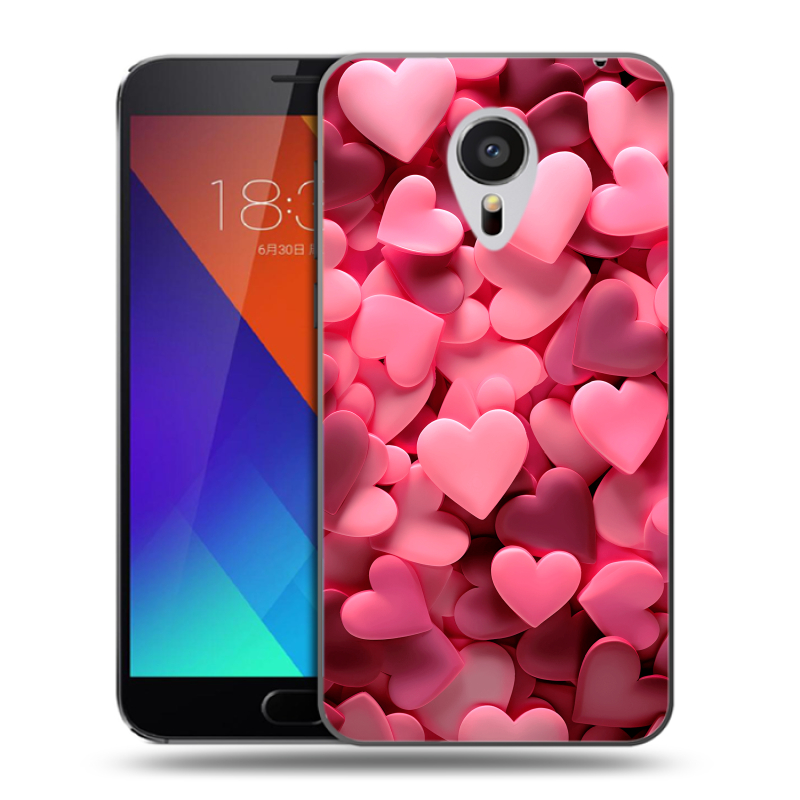 Пластиковый чехол на Meizu MX5 с принтом розовые сердечки Пластиковый чехол на Meizu MX5 с принтом розовые сердечки