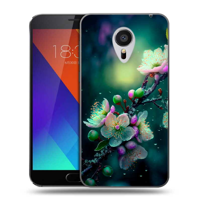 Пластиковый чехол на Meizu MX5 с принтом Цветы и мрамор Пластиковый чехол на Meizu MX5 с принтом Цветы и мрамор
