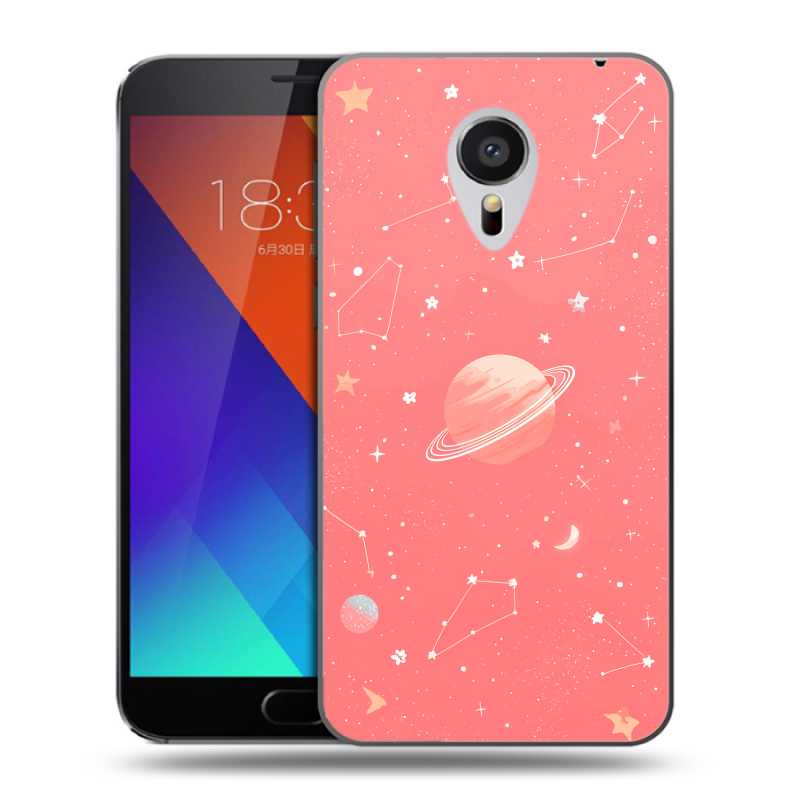Пластиковый чехол на Meizu MX5 с принтом Розовый космос Пластиковый чехол на Meizu MX5 с принтом Розовый космос