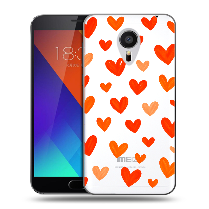 Пластиковый чехол на Meizu MX5 с принтом Сердечки Пластиковый чехол на Meizu MX5 с принтом Сердечки