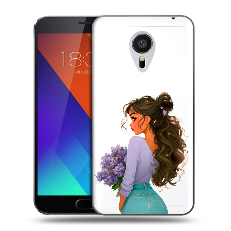 Пластиковый чехол на Meizu MX5 с принтом девушка цветы Пластиковый чехол на Meizu MX5 с принтом девушка цветы