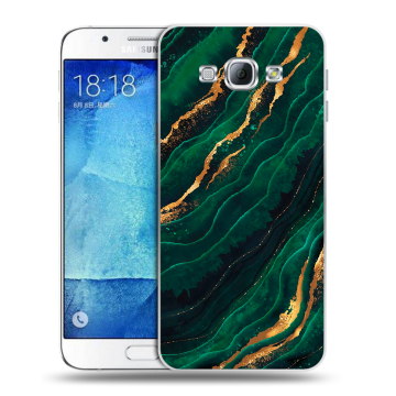 Пластиковый чехол на Samsung Galaxy A8 с принтом Мрамор зеленое золото Пластиковый чехол на Samsung Galaxy A8 с принтом Мрамор зеленое золото
