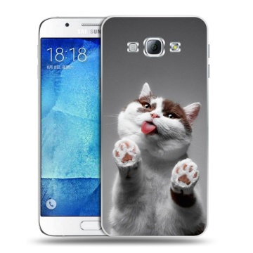Пластиковый чехол на Samsung Galaxy A8 с принтом Коты Пластиковый чехол на Samsung Galaxy A8 с принтом Коты