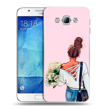 Пластиковый чехол на Samsung Galaxy A8 с принтом Девушка и букет