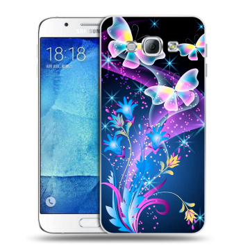 Пластиковый чехол на Samsung Galaxy A8 с принтом Бабочки