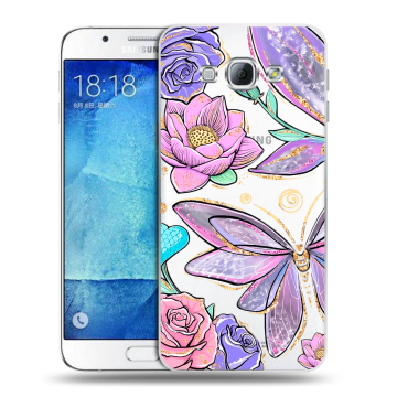 Пластиковый чехол на Samsung Galaxy A8 с принтом Бабочки и цветы Пластиковый чехол на Samsung Galaxy A8 с принтом Бабочки и цветы