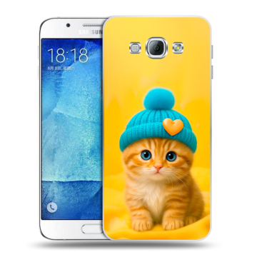 Пластиковый чехол на Samsung Galaxy A8 с принтом Котенок в шапке Пластиковый чехол на Samsung Galaxy A8 с принтом Котенок в шапке
