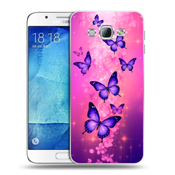 Пластиковый чехол на Samsung Galaxy A8 с принтом Бабочки