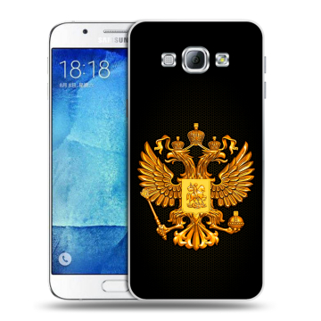 Пластиковый чехол на Samsung Galaxy A8 с принтом Герб России желтый