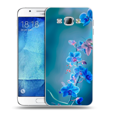 Пластиковый чехол на Samsung Galaxy A8 с принтом Голубые цветы