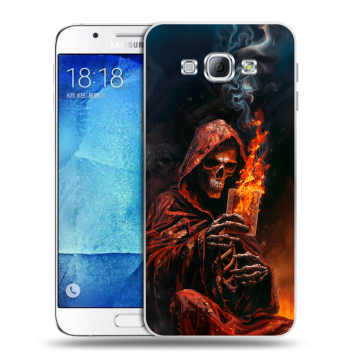 Пластиковый чехол на Samsung Galaxy A8 с принтом Скелет и карты Пластиковый чехол на Samsung Galaxy A8 с принтом Скелет и карты