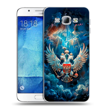 Пластиковый чехол на Samsung Galaxy A8 с принтом Герб флаг России Пластиковый чехол на Samsung Galaxy A8 с принтом Герб флаг России