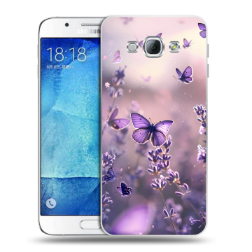 Пластиковый чехол на Samsung Galaxy A8 с принтом бабочки и лаванда