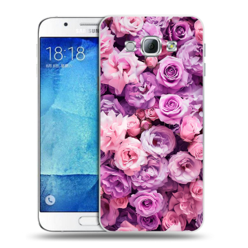 Пластиковый чехол на Samsung Galaxy A8 с принтом лавандовые розы Пластиковый чехол на Samsung Galaxy A8 с принтом лавандовые розы