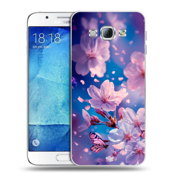 Пластиковый чехол на Samsung Galaxy A8 с принтом цветы бабочки Пластиковый чехол на Samsung Galaxy A8 с принтом цветы бабочки
