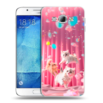 Пластиковый чехол на Samsung Galaxy A8 с принтом милые котики Пластиковый чехол на Samsung Galaxy A8 с принтом милые котики