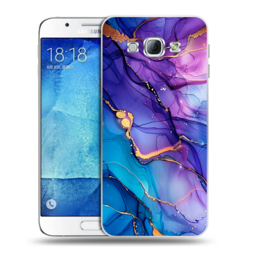 Пластиковый чехол на Samsung Galaxy A8 с принтом синий мрамор Пластиковый чехол на Samsung Galaxy A8 с принтом синий мрамор