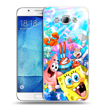 Пластиковый чехол на Samsung Galaxy A8 с принтом спанчбоб спанч боб