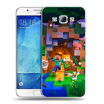 Пластиковый чехол на Samsung Galaxy A8 с принтом Майнкрафт Minecraft