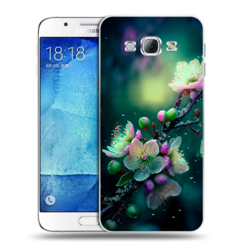 Пластиковый чехол на Samsung Galaxy A8 с принтом Цветы и мрамор