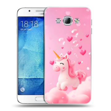 Пластиковый чехол на Samsung Galaxy A8 с принтом Единорог