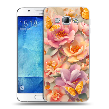 Пластиковый чехол на Samsung Galaxy A8 с принтом Цветы и бабочки Пластиковый чехол на Samsung Galaxy A8 с принтом Цветы и бабочки