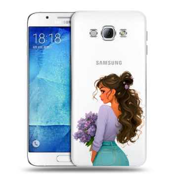 Пластиковый чехол на Samsung Galaxy A8 с принтом девушка цветы Пластиковый чехол на Samsung Galaxy A8 с принтом девушка цветы