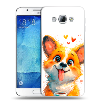 Пластиковый чехол на Samsung Galaxy A8 с принтом корги Пластиковый чехол на Samsung Galaxy A8 с принтом корги