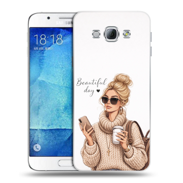 Пластиковый чехол на Samsung Galaxy A8 с принтом женский