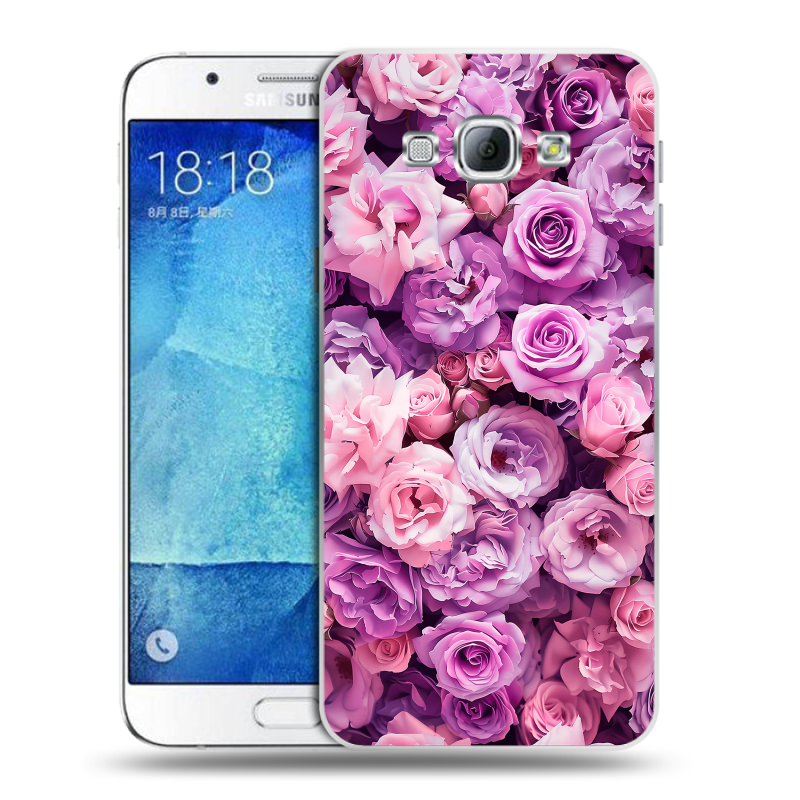Пластиковый чехол на Samsung Galaxy A8 с принтом лавандовые розы Пластиковый чехол на Samsung Galaxy A8 с принтом лавандовые розы