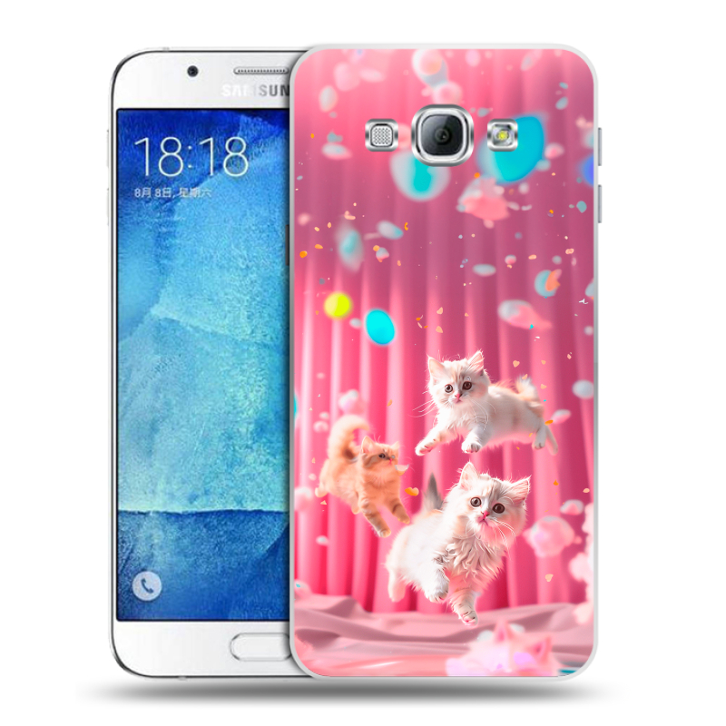Пластиковый чехол на Samsung Galaxy A8 с принтом милые котики Пластиковый чехол на Samsung Galaxy A8 с принтом милые котики