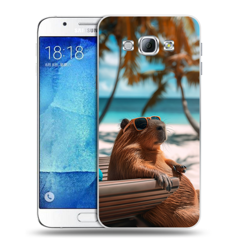 Пластиковый чехол на Samsung Galaxy A8 с принтом Капибара Пластиковый чехол на Samsung Galaxy A8 с принтом Капибара