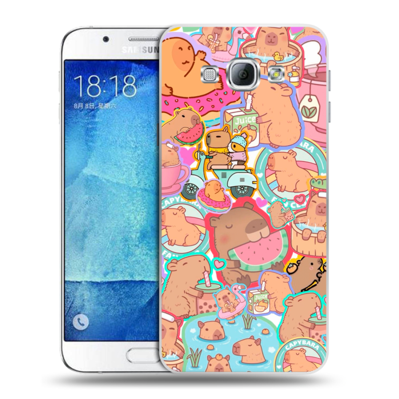 Пластиковый чехол на Samsung Galaxy A8 с принтом капибары Пластиковый чехол на Samsung Galaxy A8 с принтом капибары