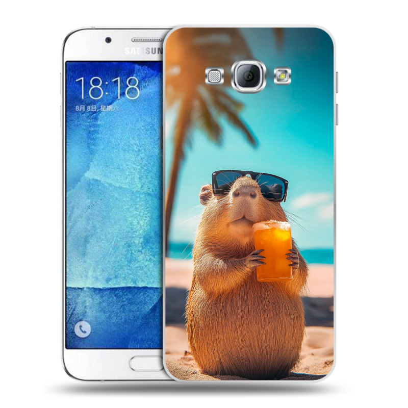 Пластиковый чехол на Samsung Galaxy A8 с принтом Капибара Пластиковый чехол на Samsung Galaxy A8 с принтом Капибара