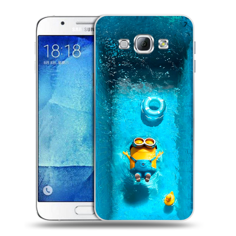 Пластиковый чехол на Samsung Galaxy A8 с принтом Миньоны Пластиковый чехол на Samsung Galaxy A8 с принтом Миньоны